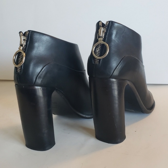 Rag & Bone Liam Booties sz 39.5 (9) Leather  block heels peep toe zipper - Picture 6 of 9
